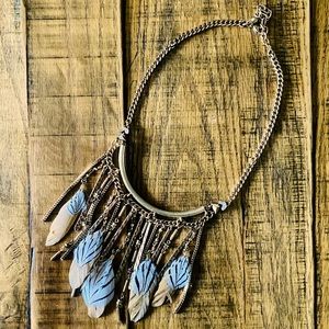 Boho Style Gold & Feather Necklace
